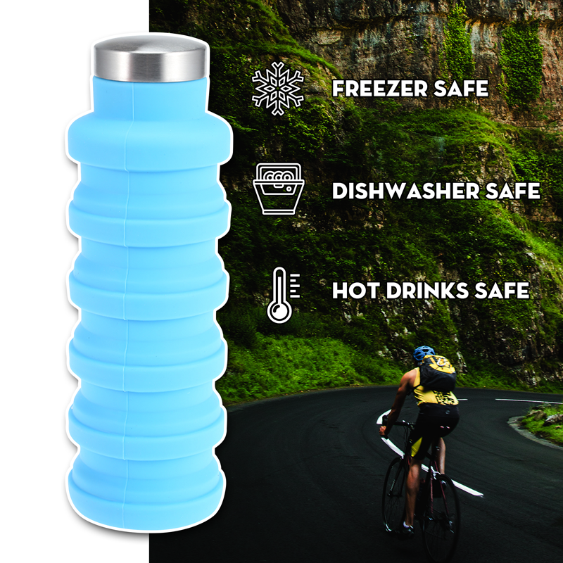 ZERO WASTE INITIATIVE - ZEROWASTEINITIATIVE.COM SILICONE PORTABLE ZERO WASTE WATER BOTTLE 500ML 21