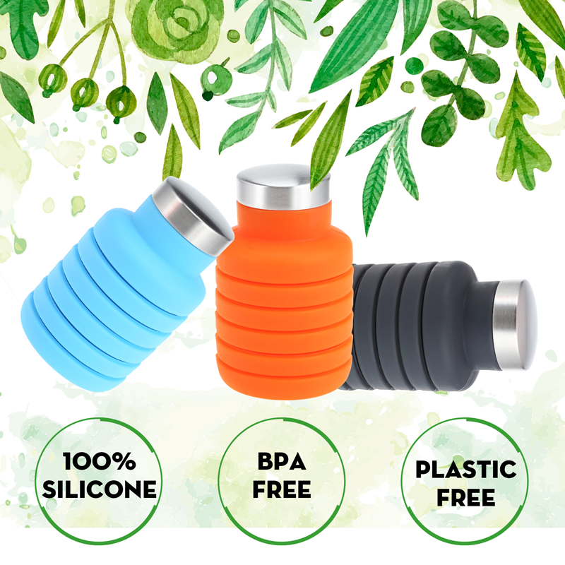 Zero Waste Initiative - zerowasteinitiative.com Silicone Portable Zero Waste Water Bottle 500ml 95