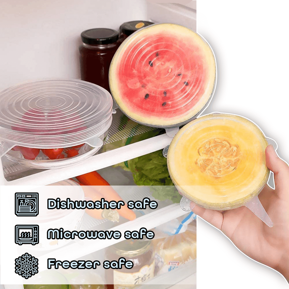 unwasted Reusable Silicone Lids – Versatile Freezer to Microwave Cover for  Food – Leak-Proof Silicone Stretch Lids for 3” - 12” Container, Bowl, or