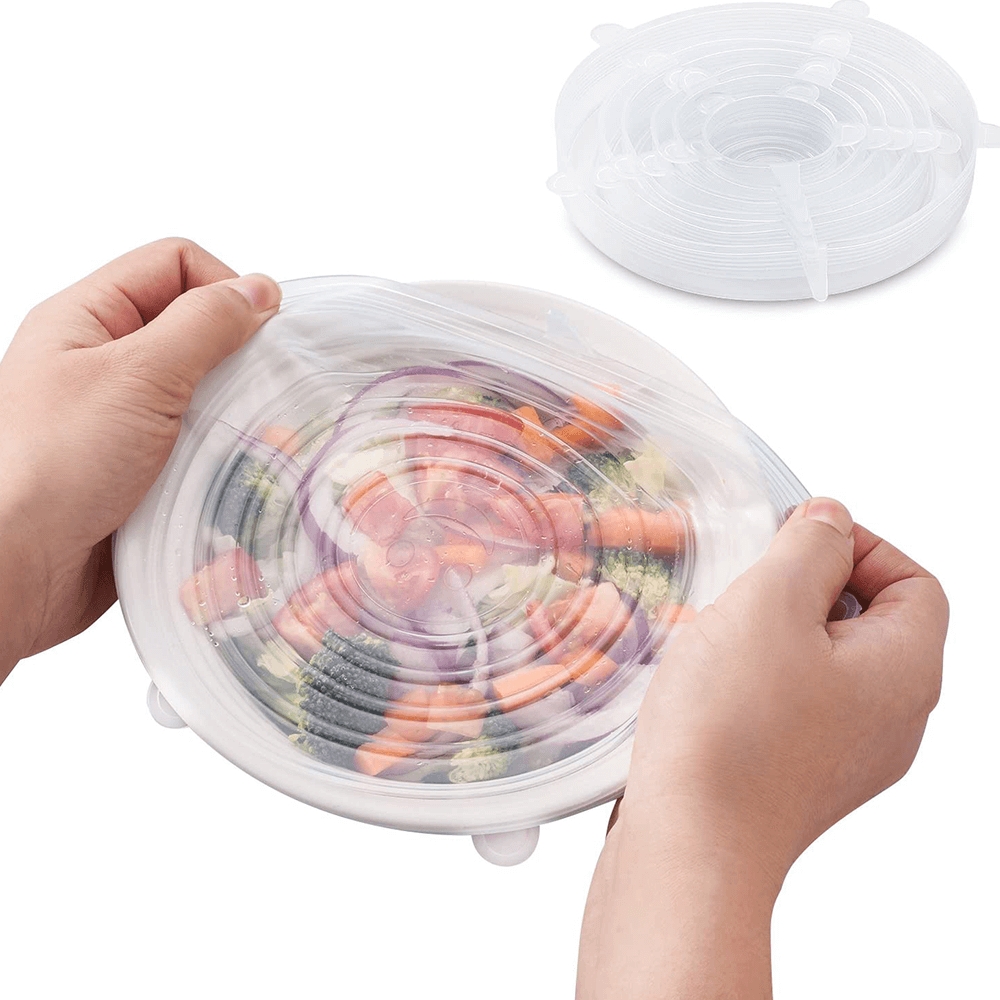 unwasted Reusable Silicone Lids – Versatile Freezer to Microwave Cover for  Food – Leak-Proof Silicone Stretch Lids for 3” - 12” Container, Bowl, or