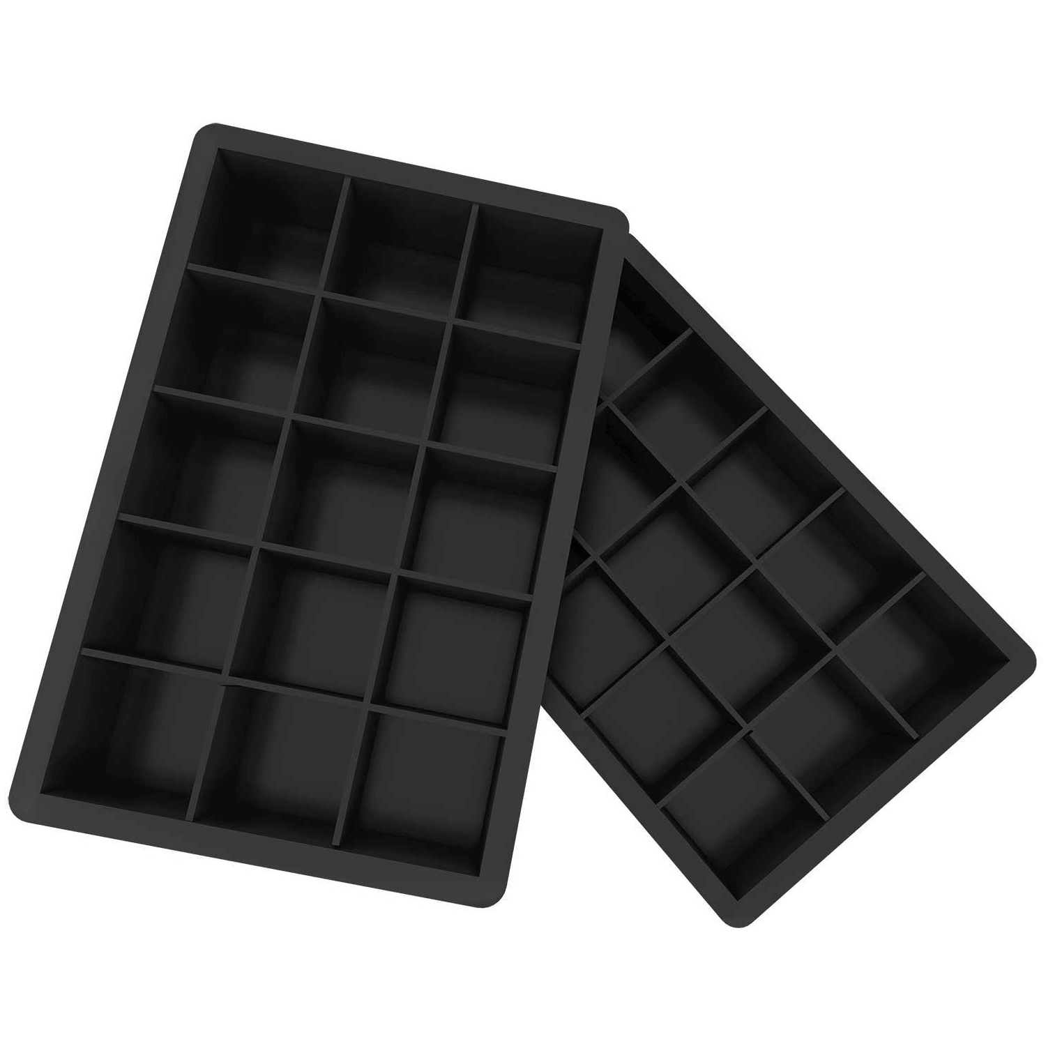 Ice Cube Tray, Large, Pack of 2 - Flexible 8 Cavity Silicone Ice
