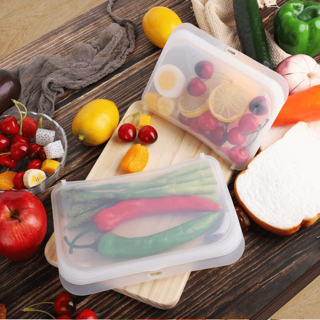 Reusable Silicone Food Storage Bags (5 x Medium) for Sandwich, Snack, Lunch,  Vegetable, Fruit, Sous Vide, Liquid