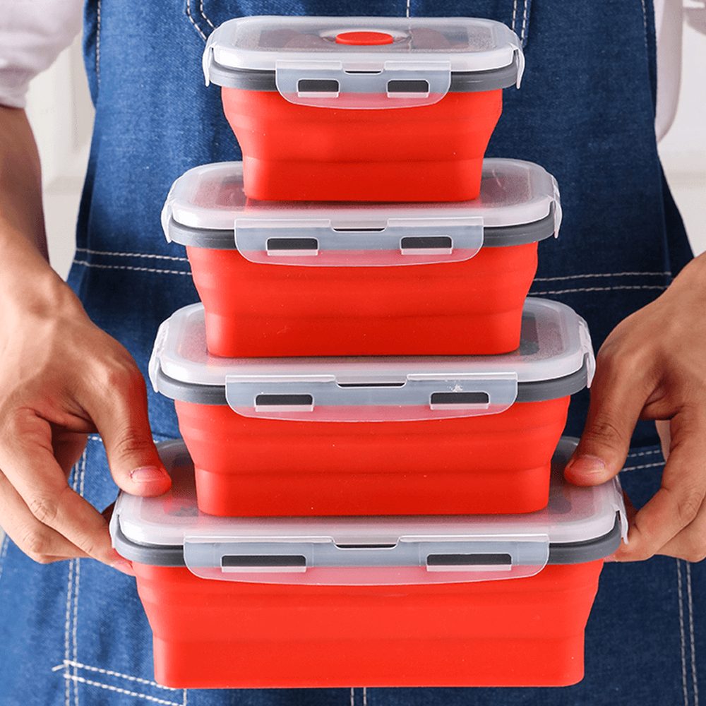 Zero Waste Lunch Boxes - Set 4 Portable Reusable Folding Boxes