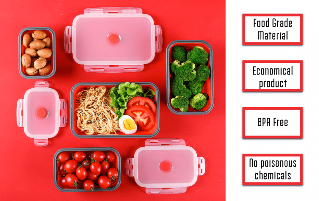 Zero Waste Initiative - zerowasteinitiative.com Set 4 Silicone Reusable Zero Waste Folding Lunch Boxes 107