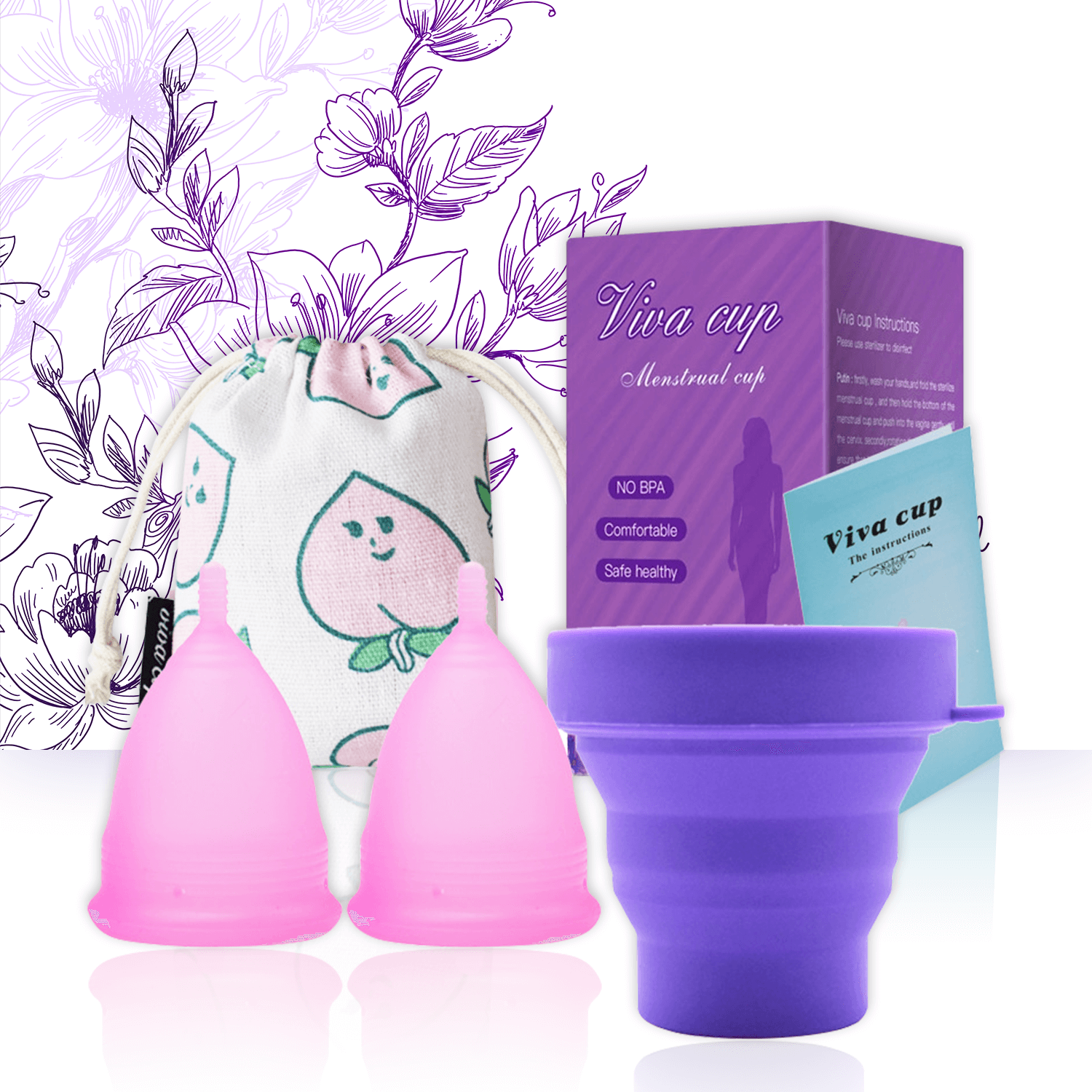 Zero Waste Menstrual Cup - Set 2 Silicone Reusable Period