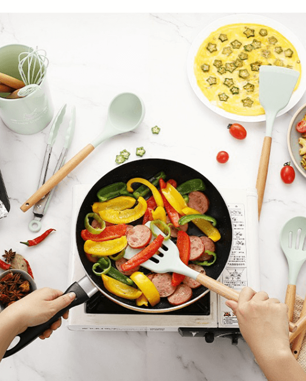 Zero Waste Cooking Utensils With 12 Safe Silicone Utensils