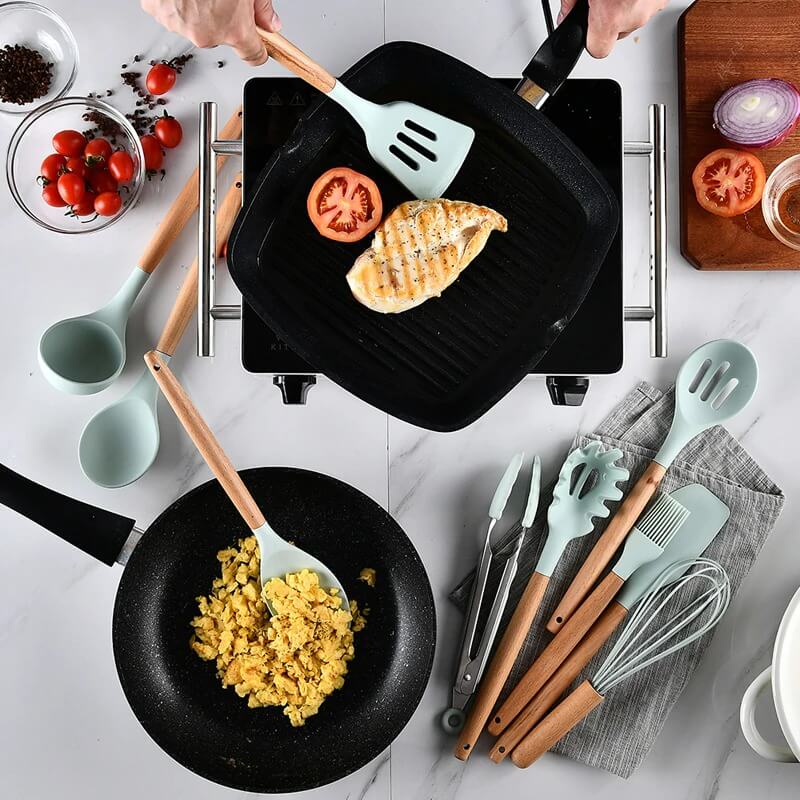 Zero Waste Cooking Utensils With 12 Safe Silicone Utensils