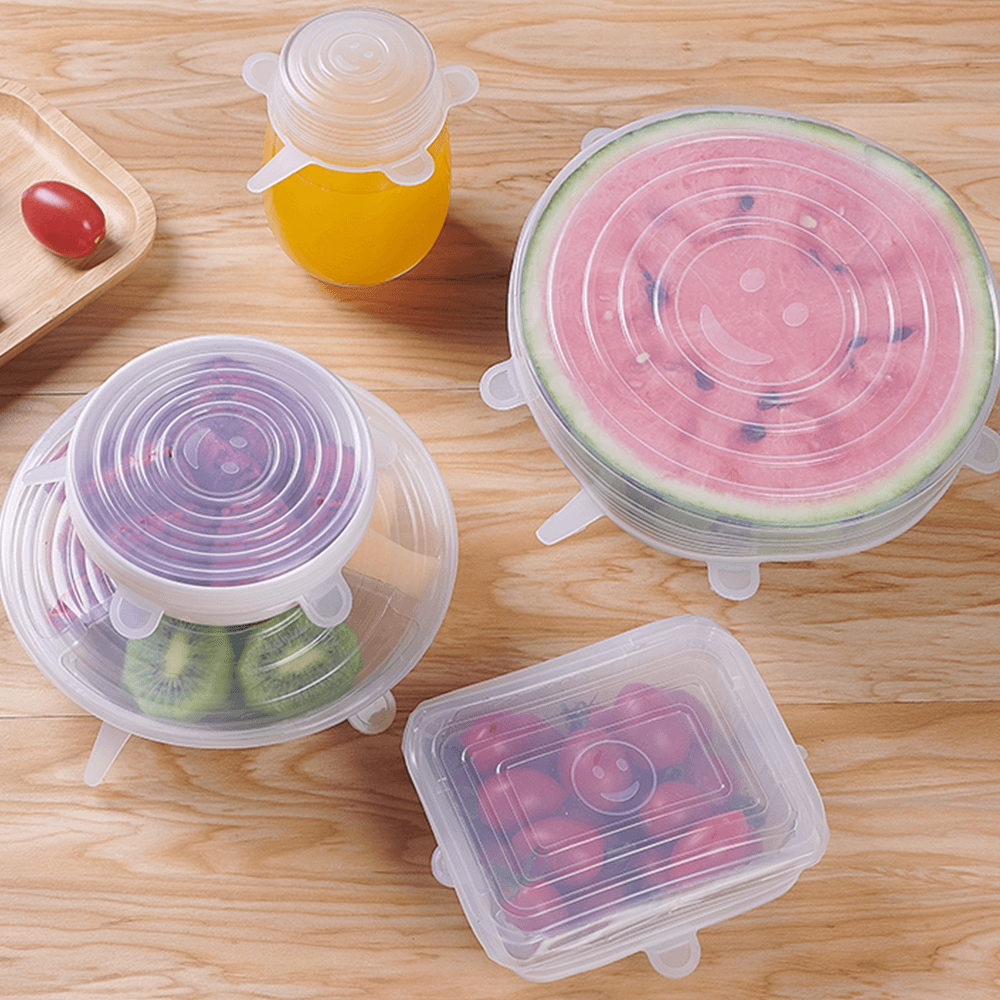 6pcs Set Food Save Cover/ New Zero-Waste Reusable Food and Container Lids 
