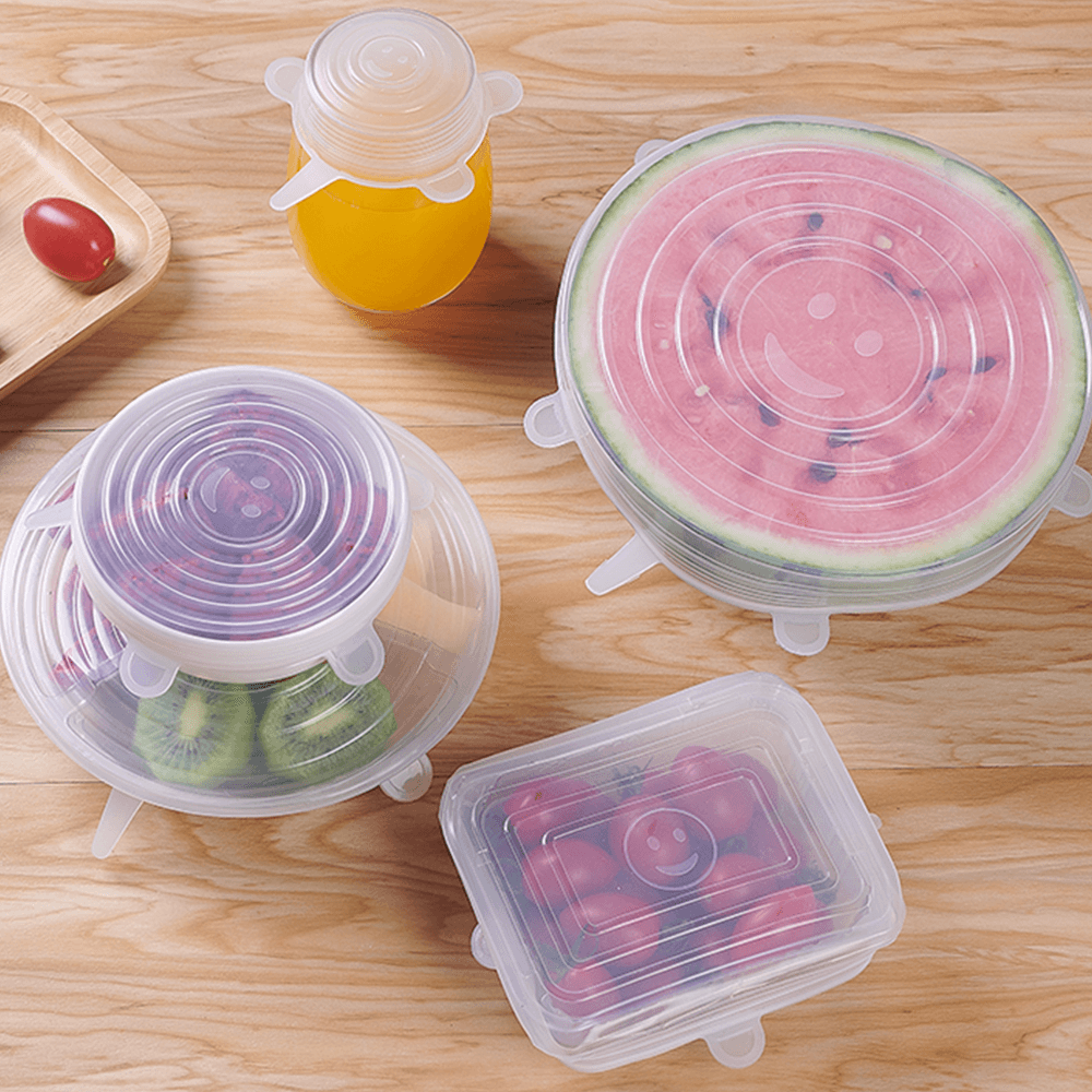 Unwasted Silicone Stretch Lids- Set of 7 Incl. Exclusive XL Size- Reusable & Versatile Silicon Covers- Fits Any Container or Bowl to Keep Food Fresh