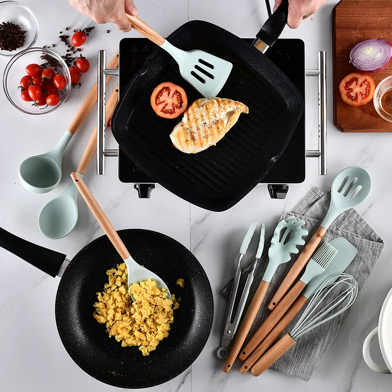 SET 12 SILICONE REUSABLE ZERO WASTE COOKING UTENSILS