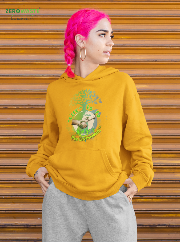ECO FRIENDLY ART PULLOVER, UNISEX FREE ENVIRONMENT HOODIE, ACTIVIST INSPIRATIONAL SWEATSHIRT, SAVE PLANET SWEATER, COTTON S - 5XL, SUSTAINABLE LIVING GIFT