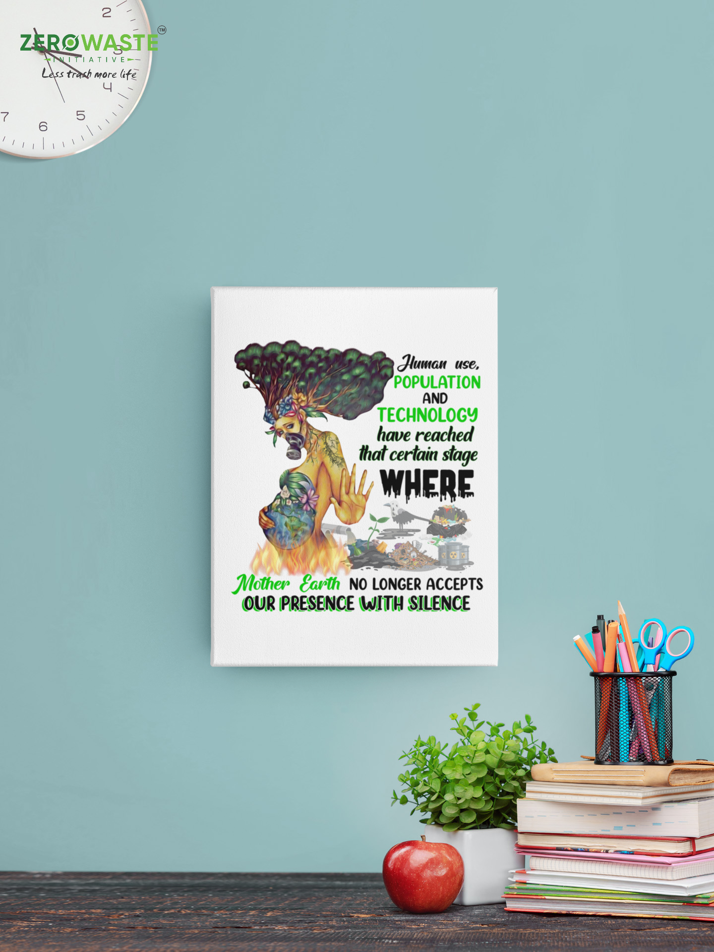 ZERO WASTE INITIATIVE - ZEROWASTEINITIATIVE.COM SAVE MOTHER EARTH MATTE CANVAS (1.25") - ZERO WASTE INITIATIVE 25 12 SAVE-MOTHER-EARTH-MATTE-CANVAS-ZERO-WASTE