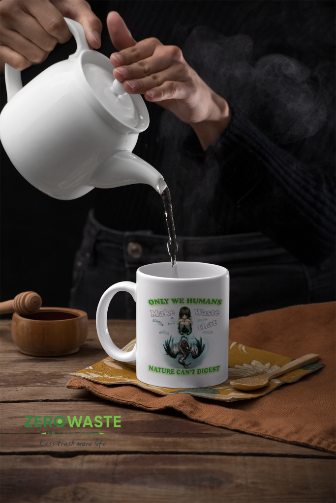 ZERO WASTE INITIATIVE - ZEROWASTEINITIATIVE.COM CONSUMPTION WASTE WHITE MUG - ZERO WASTE INITIATIVE 5 4 CONSUMPTION WASTE WHITE MUG - ZERO WASTE INITIATIVE 5