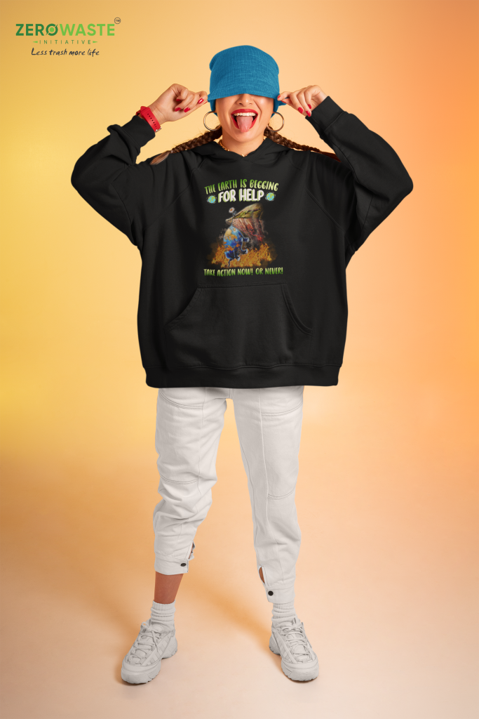 INSPIRATIONAL QUOTE PULLOVER, UNISEX HELP THE EARTH HOODIE, EARTH THREAT HOODED SWEATSHIRT, AWARENESS SWEATER, COTTON S - 5XL, ORGANIC CLOTHING GIFT