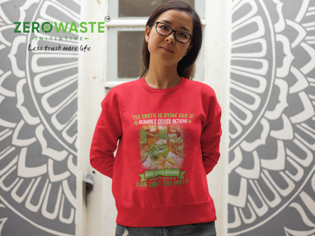 ZERO WASTE INITIATIVE - ZEROWASTEINITIATIVE.COM UNISEX SELFISH ACTIONS CREW NECK SWEATSHIRT - ZERO WASTE INITIATIVE 16 16 UNISEX SELFISH ACTIONS CREW NECK SWEATSHIRT - ZERO WASTE INITIATIVE 16