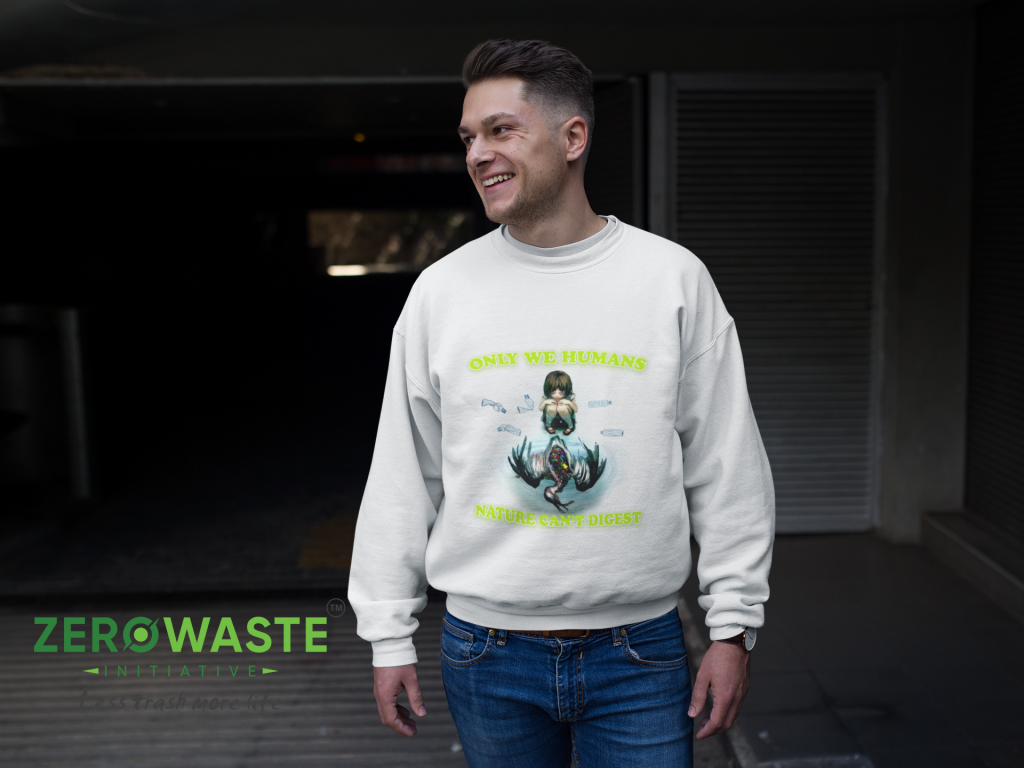 ZERO WASTE INITIATIVE - ZEROWASTEINITIATIVE.COM UNISEX CONSUMPTION WASTE CREW NECK SWEATSHIRT - ZERO WASTE INITIATIVE 5 16 UNISEX CONSUMPTION WASTE CREW NECK SWEATSHIRT - ZERO WASTE INITIATIVE 5