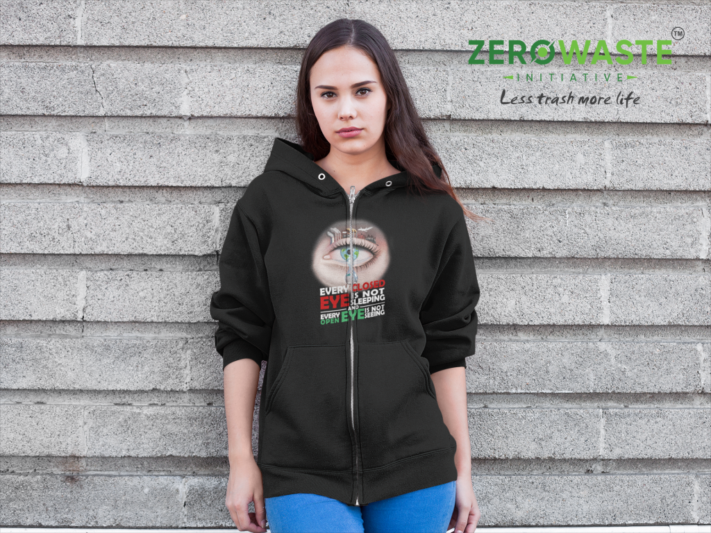 INSPIRATIONAL QUOTE SWEATER, UNISEX FACE THE FACT ZIP HOODIE, EARTH THREAT ZIP UP SWEATSHIRT, POLYESTER COTTON BLEND S - 5XL, ZERO WASTE CLOTHING GIFT