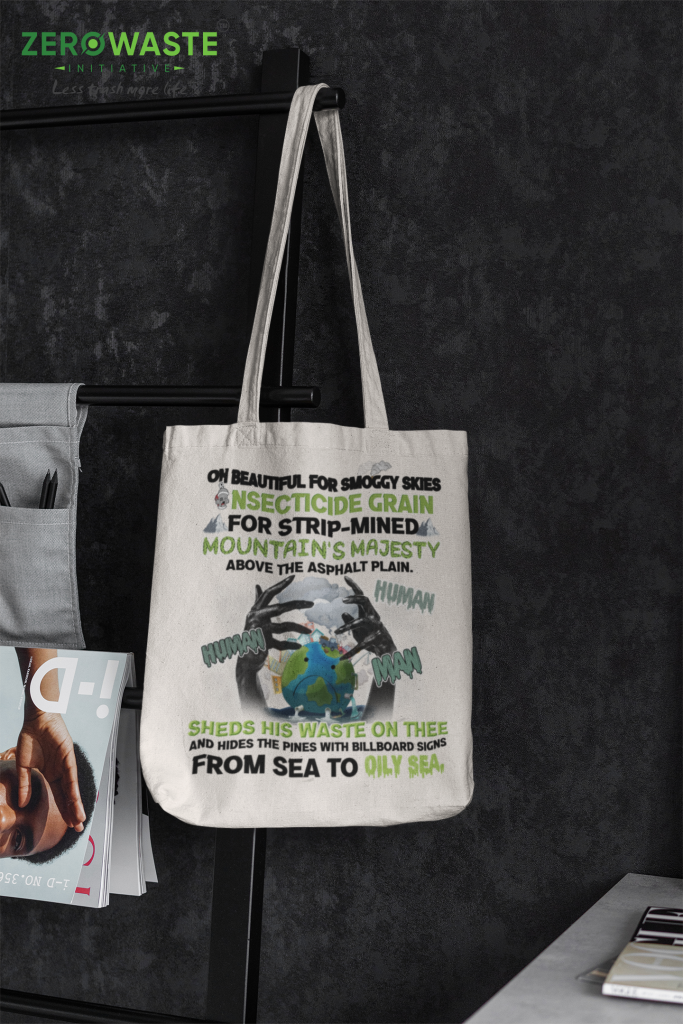 GLOBAL POLLUTION CANVAS TOTE BAG ZERO WASTE INITIATIVE 18