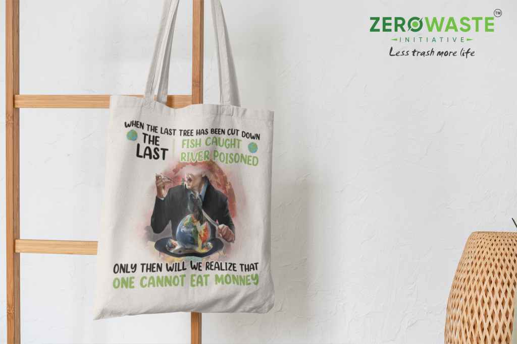 AWARENESS PROVERB CANVAS TOTE BAG ZERO WASTE INITIATIVE 28