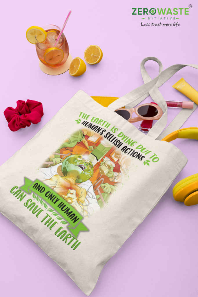 SELFISH ACTIONS CANVAS TOTE BAG ZERO WASTE INITIATIVE 16