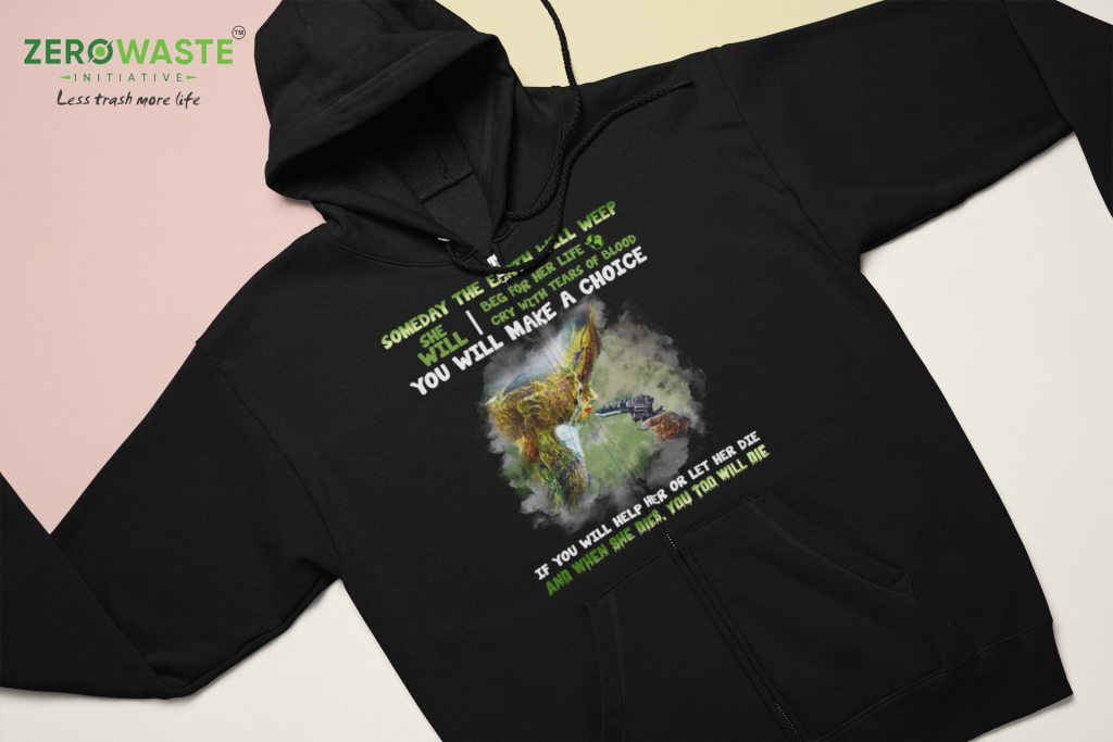 EARTH DAY ZIP SWEATER, UNISEX SAVE THE EARTH ZIP HOODIE, EARTH THREAT SWEATSHIRT, POLYESTER COTTON BLEND S - 5XL, ZERO WASTE INITIATIVE CLOTHING GIFT
