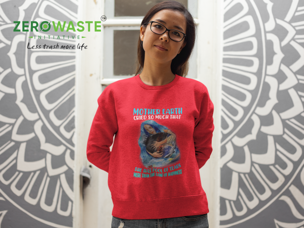 ZERO WASTE INITIATIVE - ZEROWASTEINITIATIVE.COM UNISEX CRYING EARTH CREW NECK SWEATSHIRT - ZERO WASTE INITIATIVE 8 16 UNISEX CRYING EARTH CREW NECK SWEATSHIRT - ZERO WASTE INITIATIVE 8