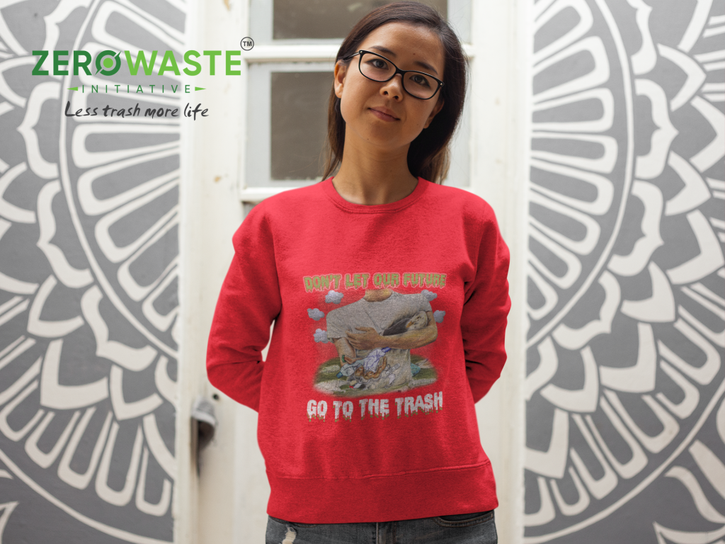 ZERO WASTE INITIATIVE - ZEROWASTEINITIATIVE.COM UNISEX FUTURE HUMANITY CREW NECK SWEATSHIRT - ZERO WASTE INITIATIVE 4 13 UNISEX FUTURE HUMANITY CREW NECK SWEATSHIRT - ZERO WASTE INITIATIVE 4