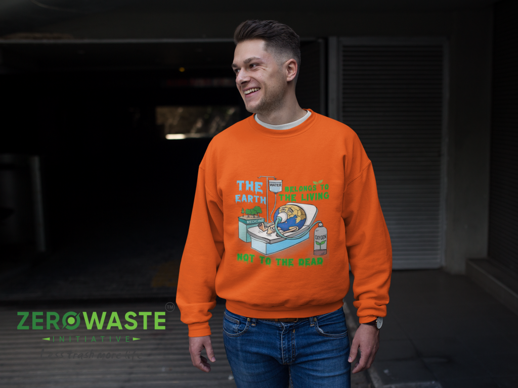 ZERO WASTE INITIATIVE - ZEROWASTEINITIATIVE.COM UNISEX EARTH DEATH CREW NECK SWEATSHIRT - ZERO WASTE INITIATIVE 19 15 UNISEX EARTH DEATH CREW NECK SWEATSHIRT - ZERO WASTE INITIATIVE 19