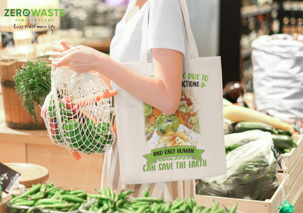 SELFISH ACTIONS CANVAS TOTE BAG ZERO WASTE INITIATIVE 16