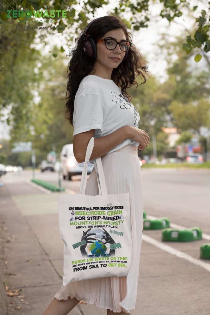 GLOBAL POLLUTION CANVAS TOTE BAG ZERO WASTE INITIATIVE 18