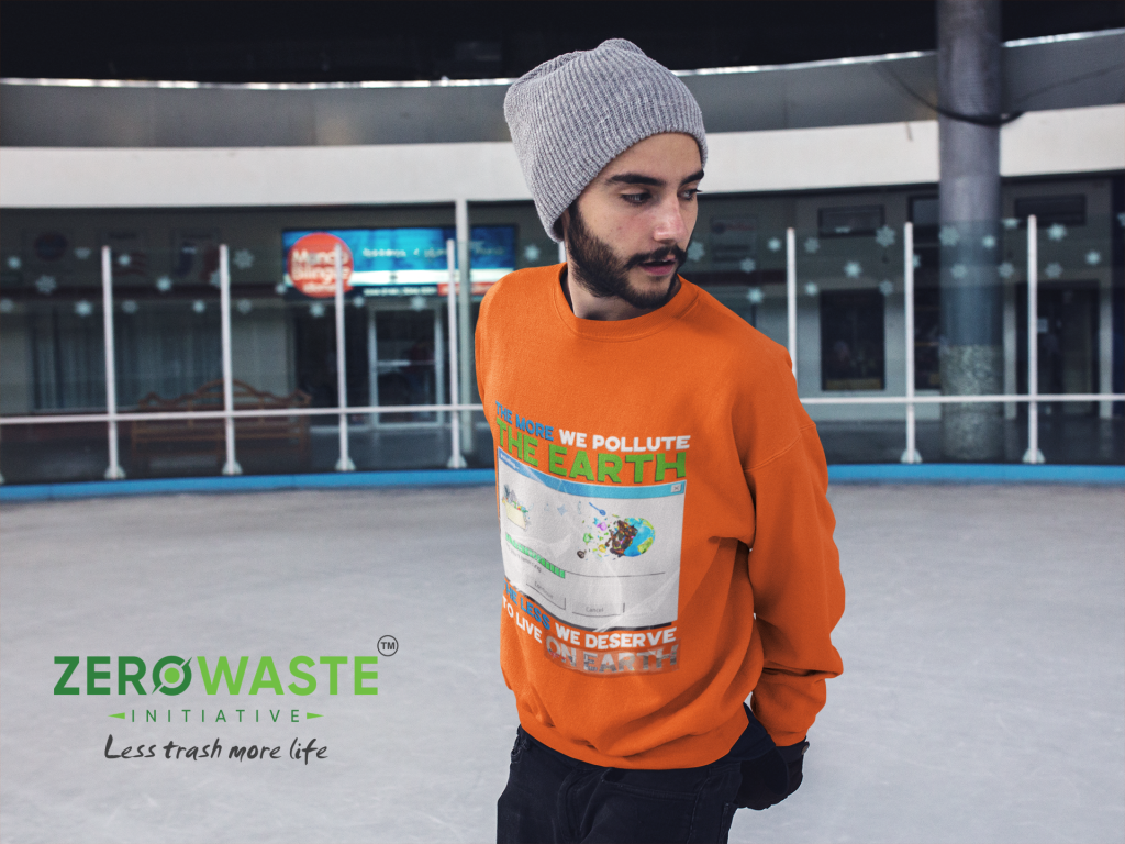 ZERO WASTE INITIATIVE - ZEROWASTEINITIATIVE.COM UNISEX EARTH POLLUTION CREW NECK SWEATSHIRT - ZERO WASTE INITIATIVE 20 14 UNISEX EARTH POLLUTION CREW NECK SWEATSHIRT - ZERO WASTE INITIATIVE 20