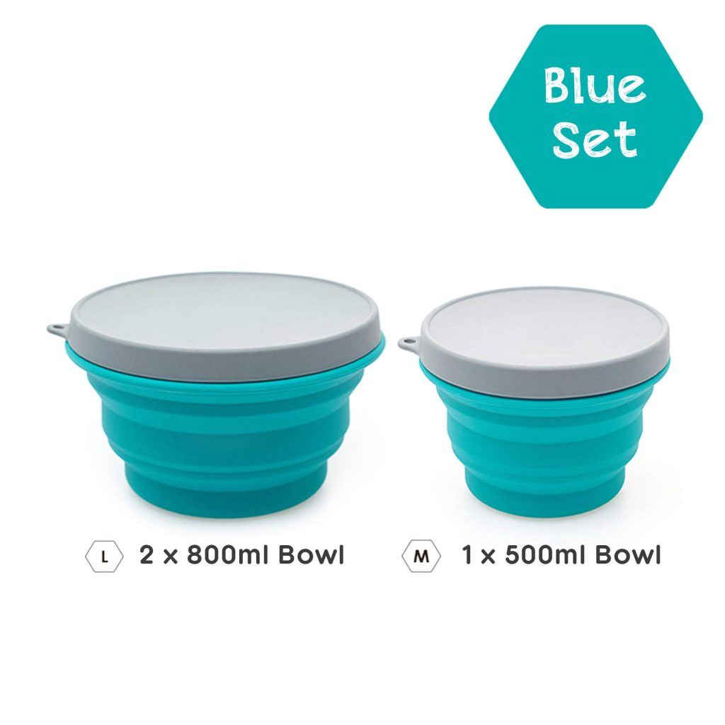 ZERO WASTE INITIATIVE - ZEROWASTEINITIATIVE.COM SET 3 ZERO WASTE SILICONE REUSABLE COLLAPSIBLE BOWL WITH LID 23