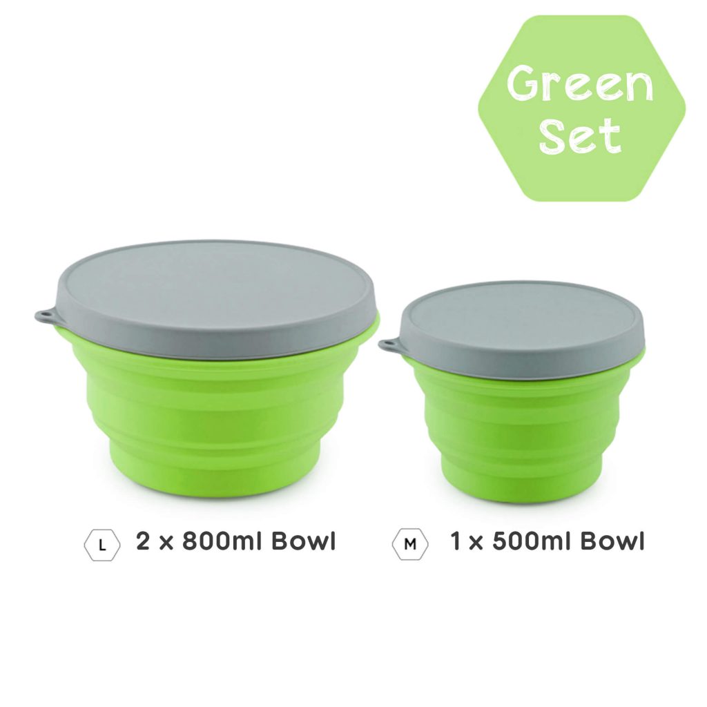 Zero Waste Collapsible Bowl With Lid - Set 3 Reusable Bowls