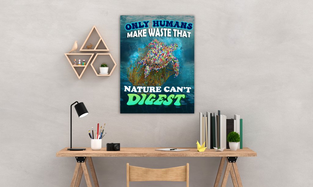 NATURE LIVING ROOM WALL ART, PLASTIC WASTE MATTE CANVAS, OCEAN POLLUTION PAINTINGS ON CANVAS HOME DECORATION, READY TO HANG, ZERO WASTE WALL ART GIFT
