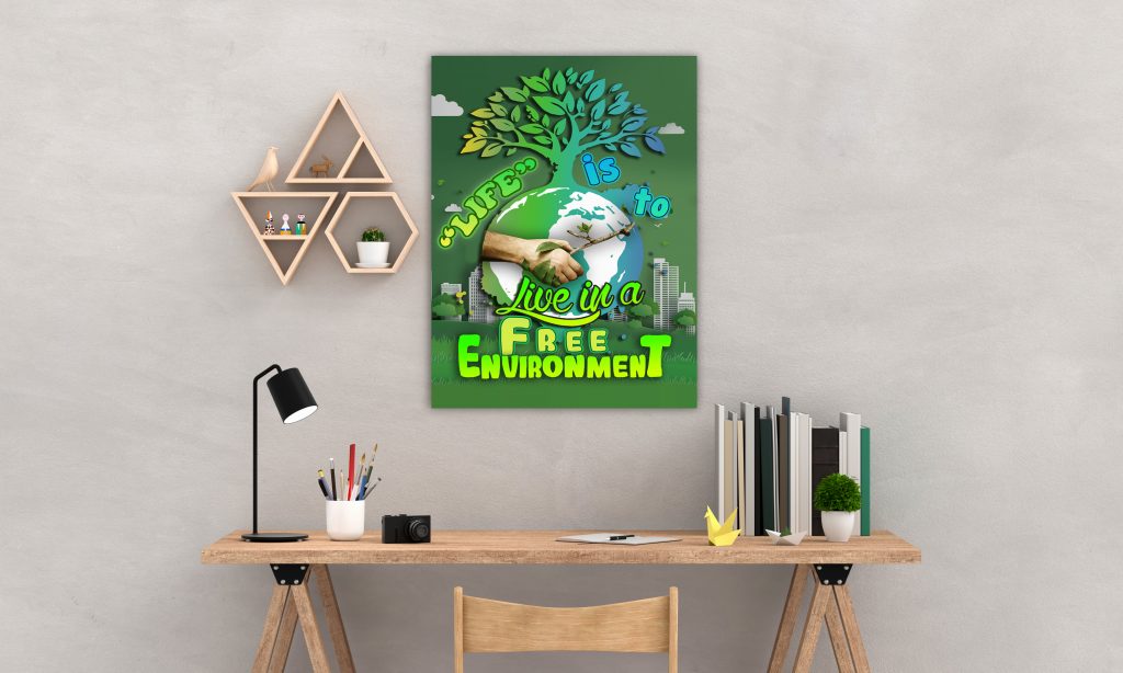 ENVIRONMENTAL CLASSROOM DECORATION, FREE ENVIRONMENT MATTE CANVAS, PLANT TREE PAINTING, LIVING ROOM WALL ART, READY TO HANG, ZERO WASTE WALL ART GIFT