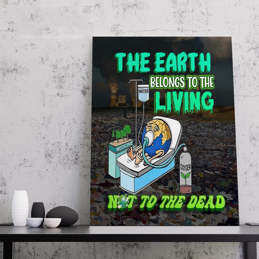 EARTH DAY HOME DECORATION, EARTH DEATH MATTE CANVAS, AIR POLLUTION, CLIMATE CHANGE EDUCATIONAL WALL ART, READY TO HANG, ZERO WASTE WALL ART GIFT