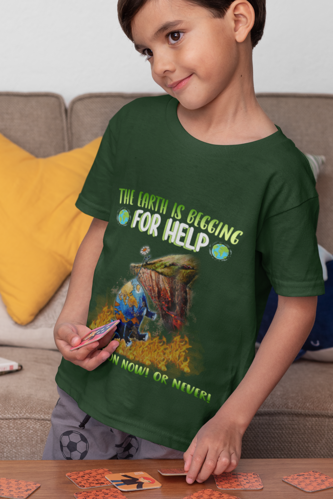 INSPIRATIONAL QUOTE KID TEE, UNISEX HELP THE EARTH YOUTH T-SHIRT, AWARENESS ELEMENTARY BABY SHIRT, COTTON XS - XL, ZERO WASTE INITIATIVE CLOTHING GIFT