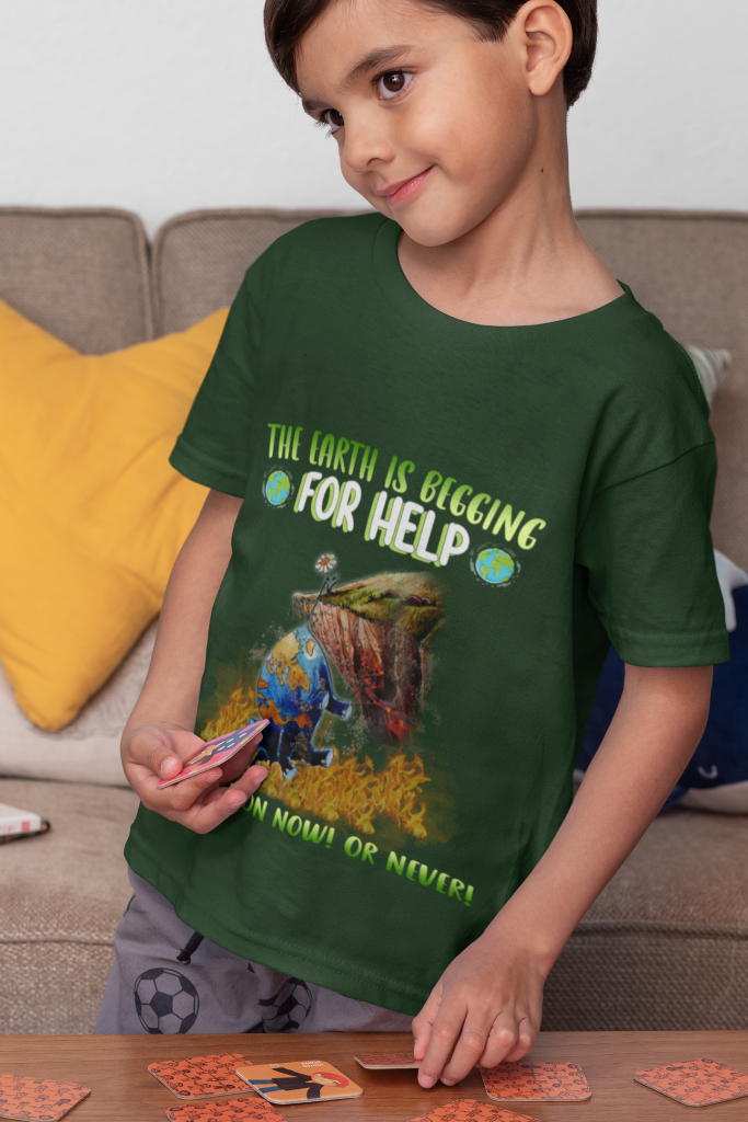 Inspirational Quote Kid Tee, Unisex Help The Earth Youth T-Shirt, Awareness Elementary Baby Shirt, Cotton XS - XL, Zero Waste Initiative Clothing Gift