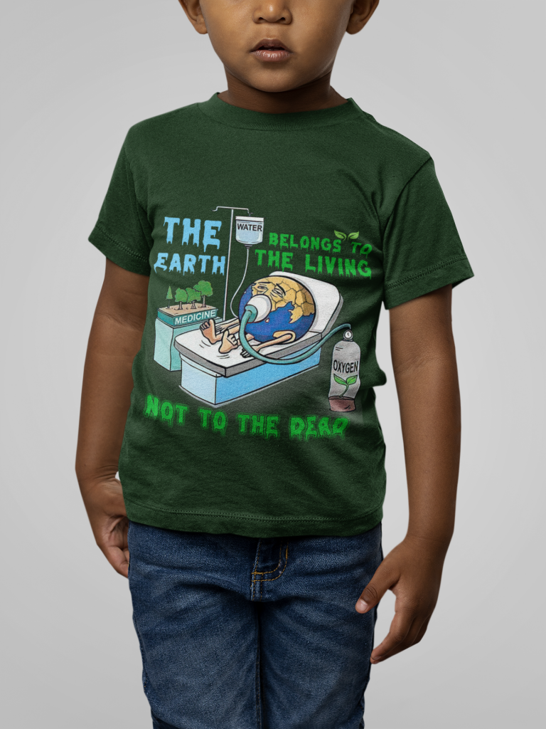 ECO FRIENDLY GRAPHIC KID SHIRT, UNISEX EARTH DEATH YOUTH T-SHIRT, SAVE THE EARTH TEENAGER TEE, COTTON XS - XL, ZERO WASTE INITIATIVE CLOTHING GIFT