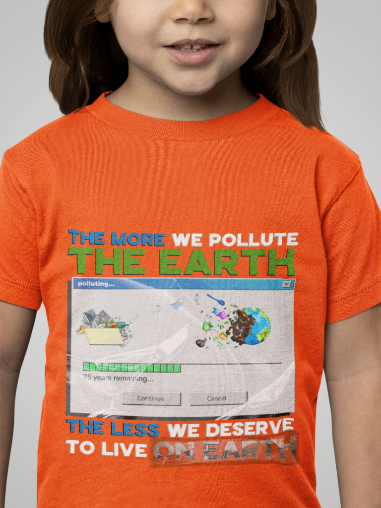 NATURE QUOTE KID TEE, UNISEX EARTH POLLUTION YOUTH T-SHIRT, ENVIRONMENTAL ABSTRACT BABY SHIRT, COTTON XS - XL, ZERO WASTE INITIATIVE CLOTHING GIFT