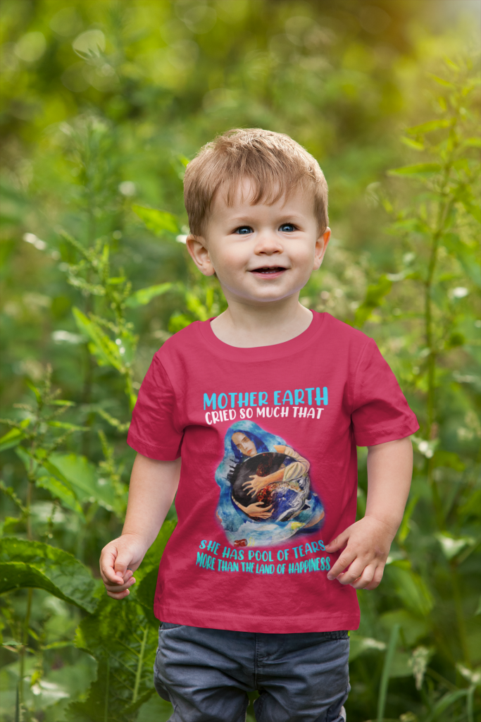 EARTH DAY KID SHIRT, UNISEX CRYING EARTH YOUTH T-SHIRT, MOTHER EARTH KID CLOTHING, SUMMER TEE, COTTON XS-XL, ZERO WASTE INITIATIVE CLOTHING GIFT 