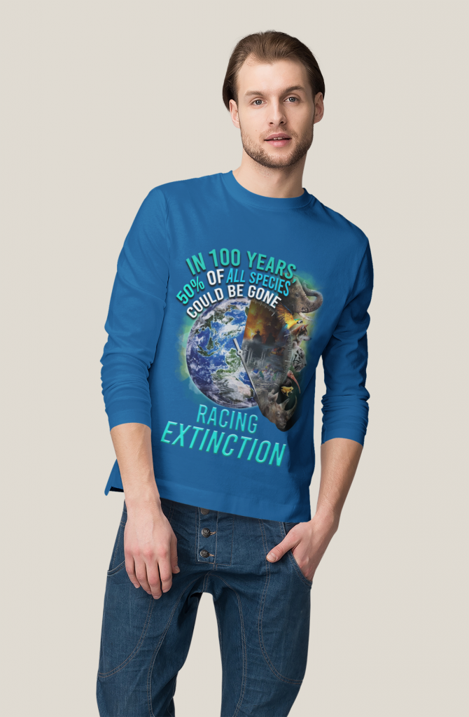 NATURE FALL LONG SLEEVE, UNISEX RACING EXTINCTION LONG SLEEVE, EARTH THREAT, EXISTENTIAL THREAT SHIRT WITH SAYING, ULTRA COTTON S-5XL, AWARENESS GIFT