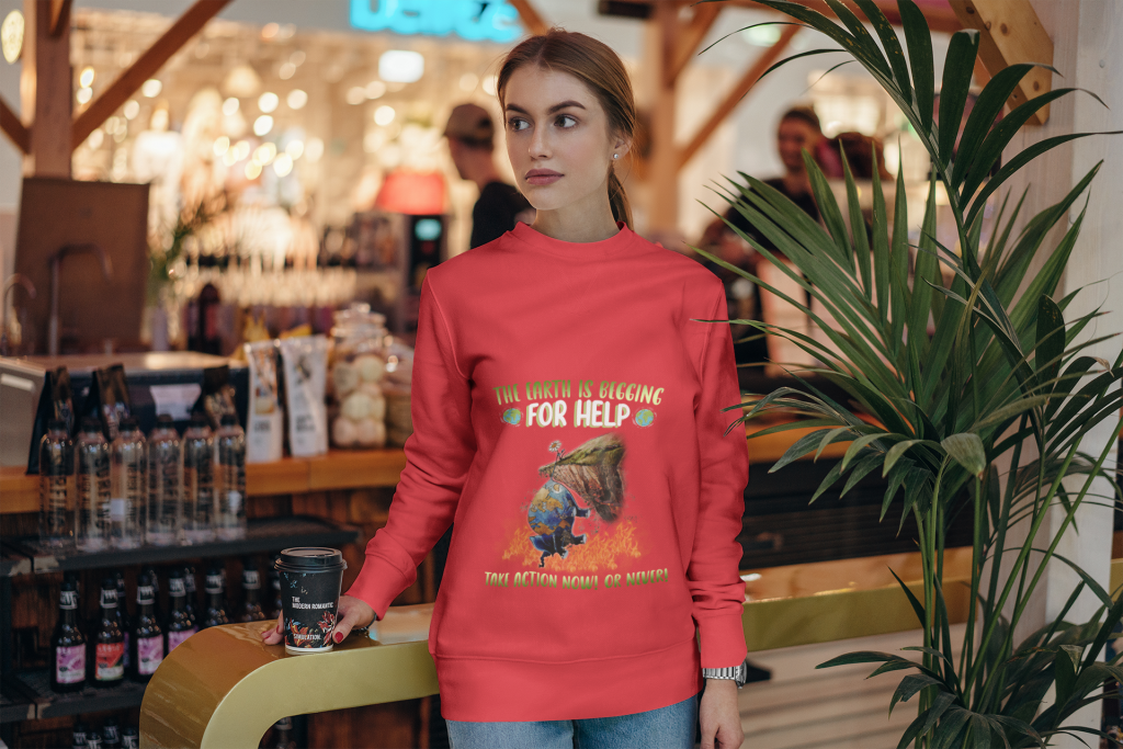 INSPIRATIONAL QUOTES AESTHETIC SWEATER, UNISEX HELP THE EARTH SWEATSHIRT, EARTH THREAT QUALITY JUMPER, POLYESTER COTTON BLEND S - 5XL, AWARENESS GIFT