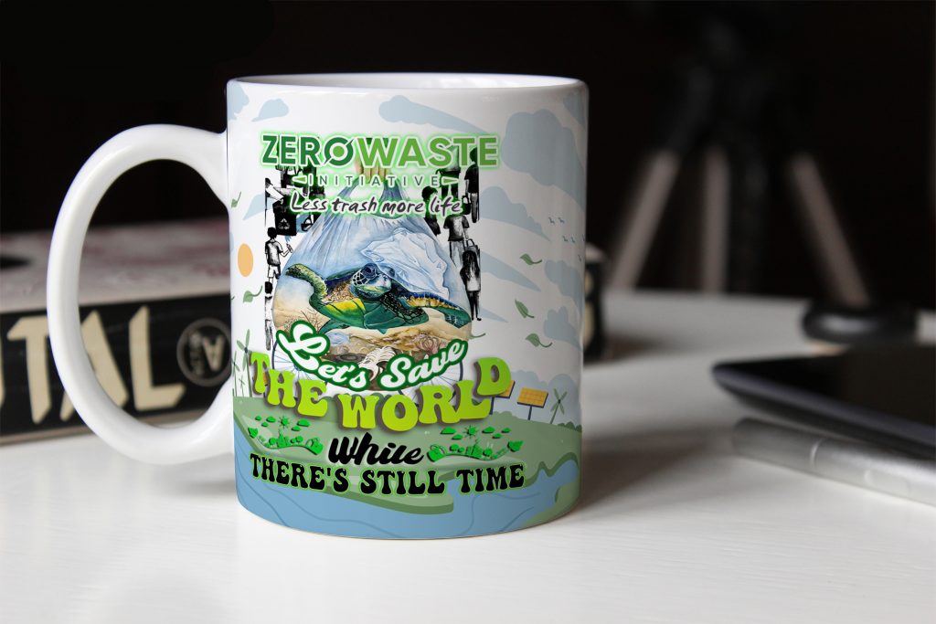 ECO FRIENDLY MOTIVATIONAL DRINKWARE, LESS TRASH MORE LIFE EDGE MUG, LESS GARBAGE REFUSE TO REDUCE QUOTE CUP, 11OZ/15OZ, ZERO WASTE INITIATIVE MUG GIFT