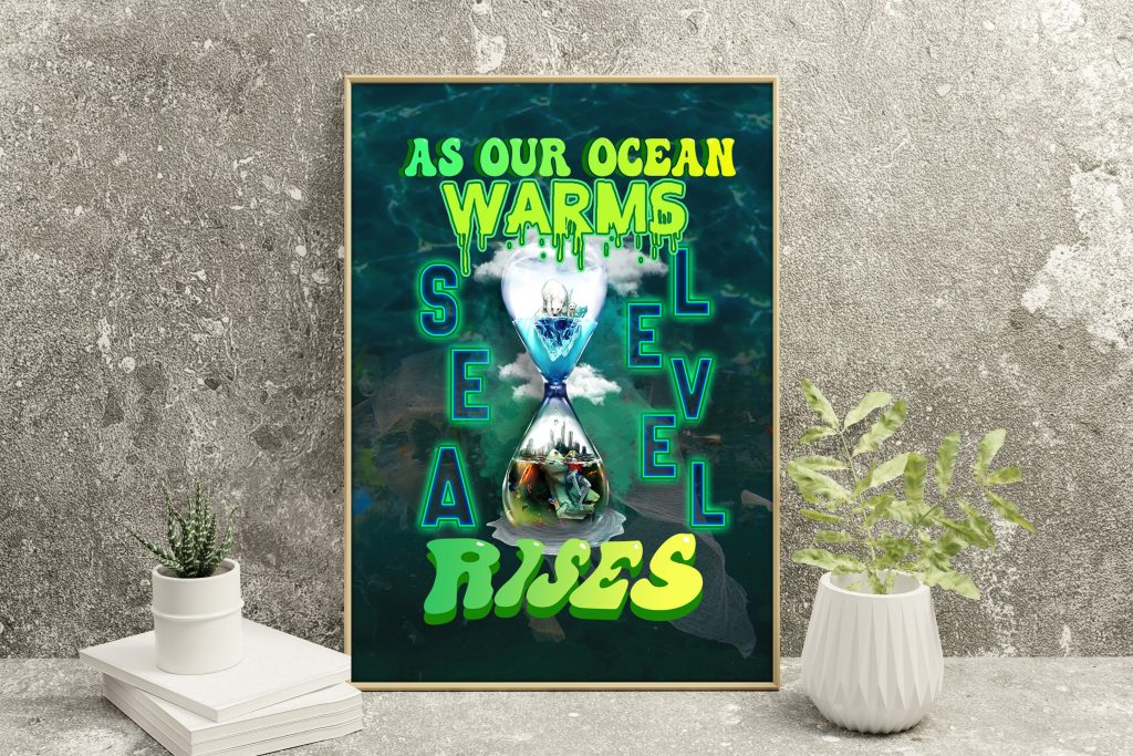 Earth Day Educational Wall Art, Ocean Heating Poster, Global Warming, Sea Nature Pollution Room Decoration, Unframed Version, Zero Waste Wall Art Gift