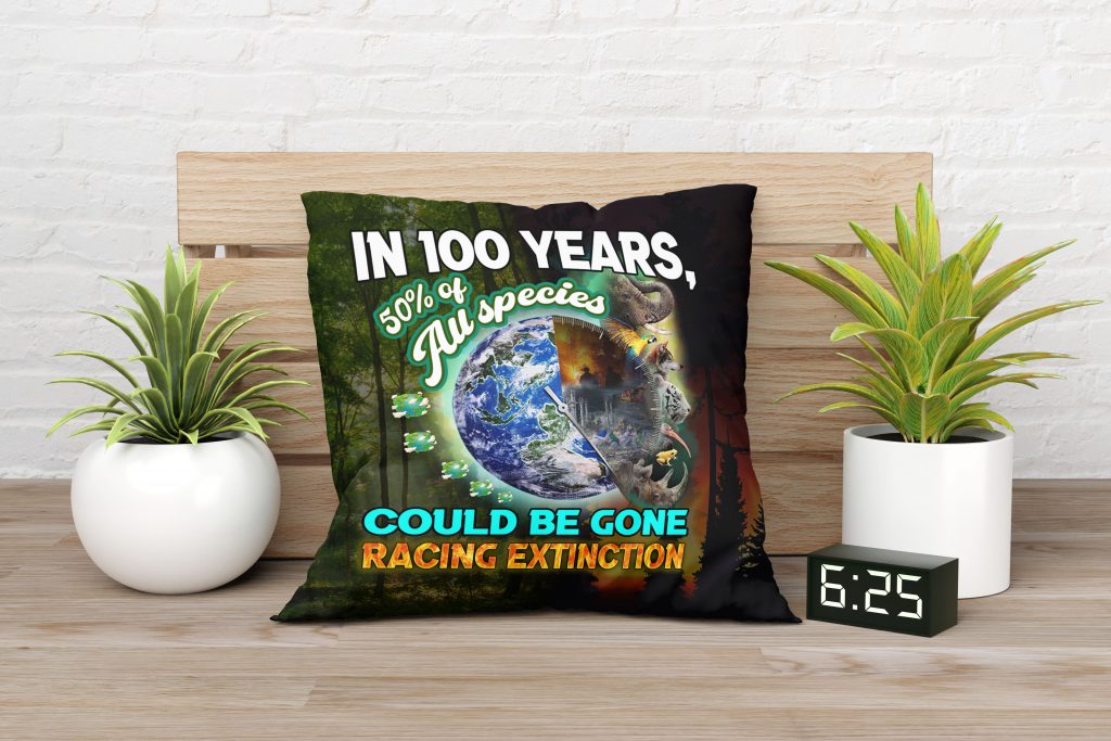 ZERO WASTE INITIATIVE - ZEROWASTEINITIATIVE.COM RACING EXTINCTION CANVAS THROW PILLOW - ZERO WASTE INITIATIVE 3 12