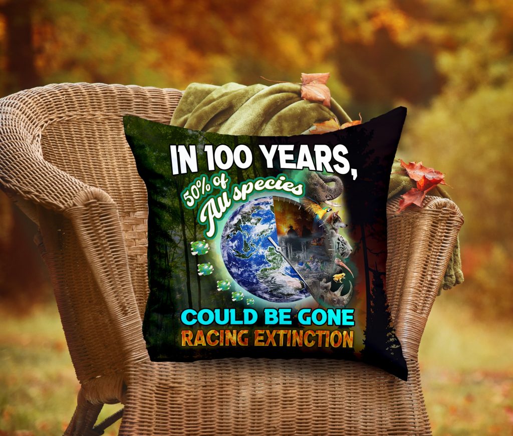 ZERO WASTE INITIATIVE - ZEROWASTEINITIATIVE.COM RACING EXTINCTION CANVAS THROW PILLOW - ZERO WASTE INITIATIVE 3 10