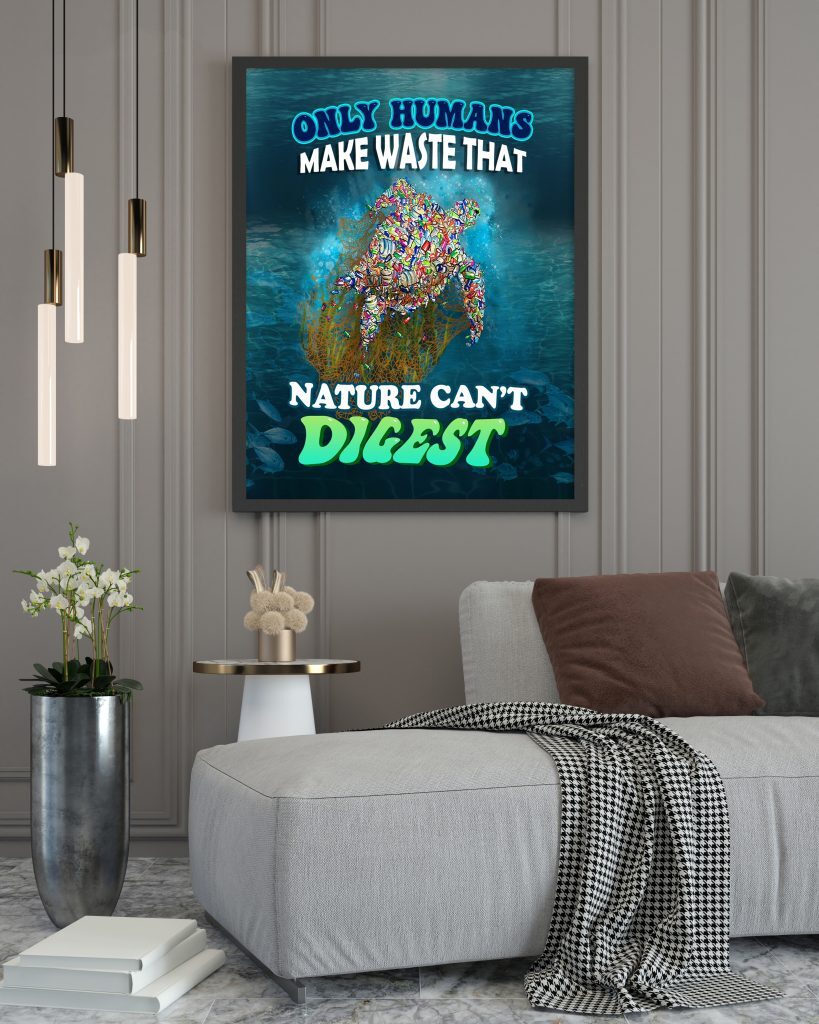 NATURE QUOTE ROOM DECORATION, PLASTIC WASTE POSTER, WATER POLLUTION, NATURE THREAT, EDUCATIONAL WALL ART, UNFRAMED VERSION, ZERO WASTE WALL ART GIFT