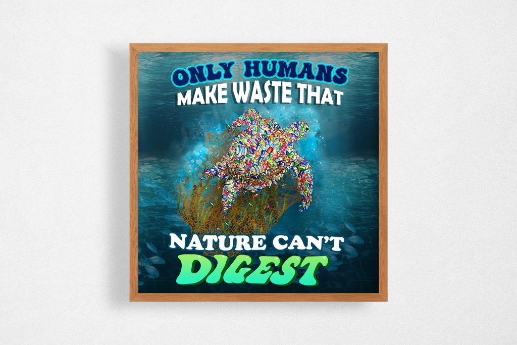 NATURE QUOTE ROOM DECORATION, PLASTIC WASTE POSTER, WATER POLLUTION, NATURE THREAT, EDUCATIONAL WALL ART, UNFRAMED VERSION, ZERO WASTE WALL ART GIFT