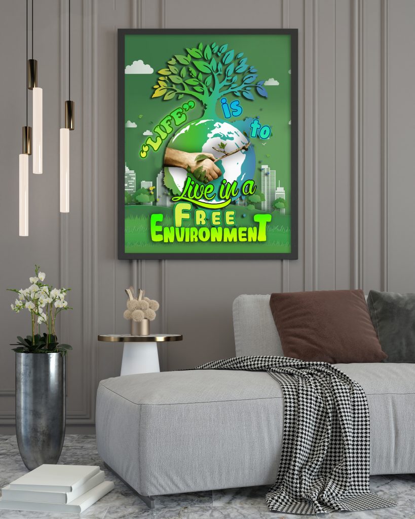 Nature Motivational Wall Art, Free Environment Poster, Nature Painting, Earth Day Colorful Home Decoration, Unframed Version, Zero Waste Wall Art Gift